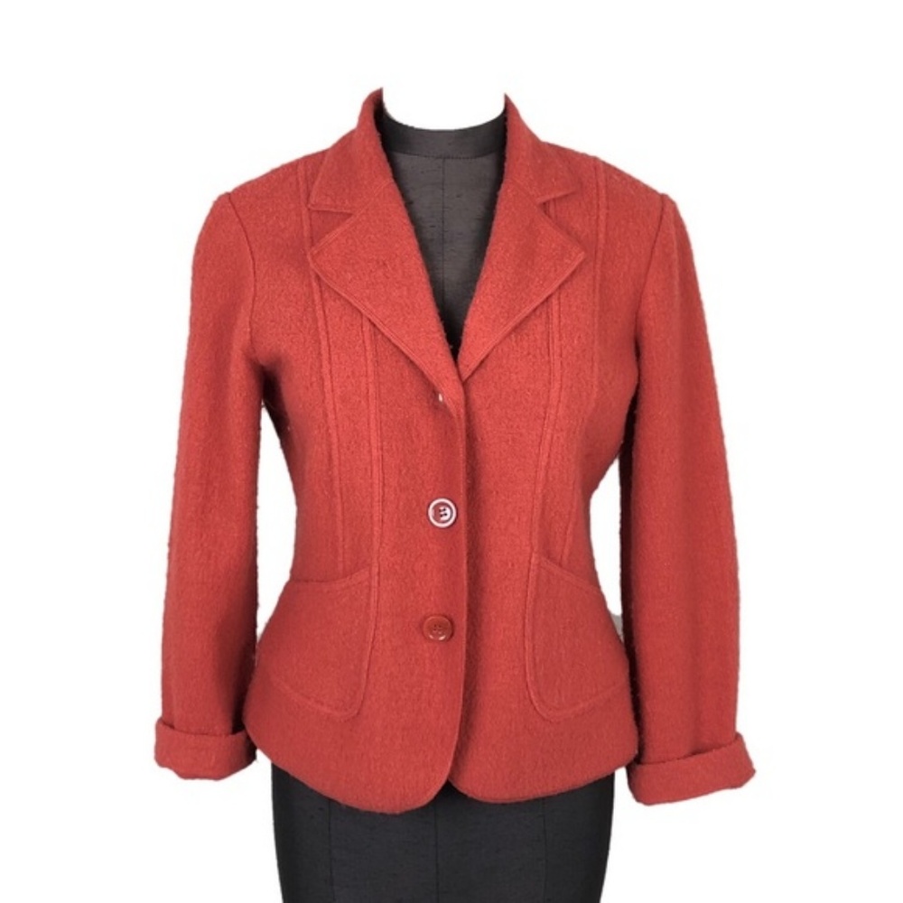 Mainbocher 100% Wool Rustic Orange Blazer Jacket